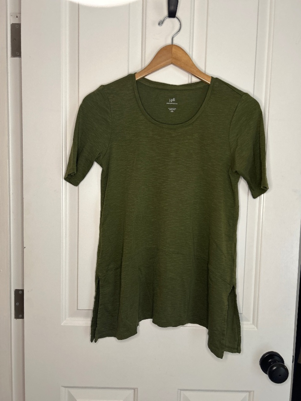 J.Jill Pima Clipped‑Hem Tunic - Size Small Petite - Olive Green